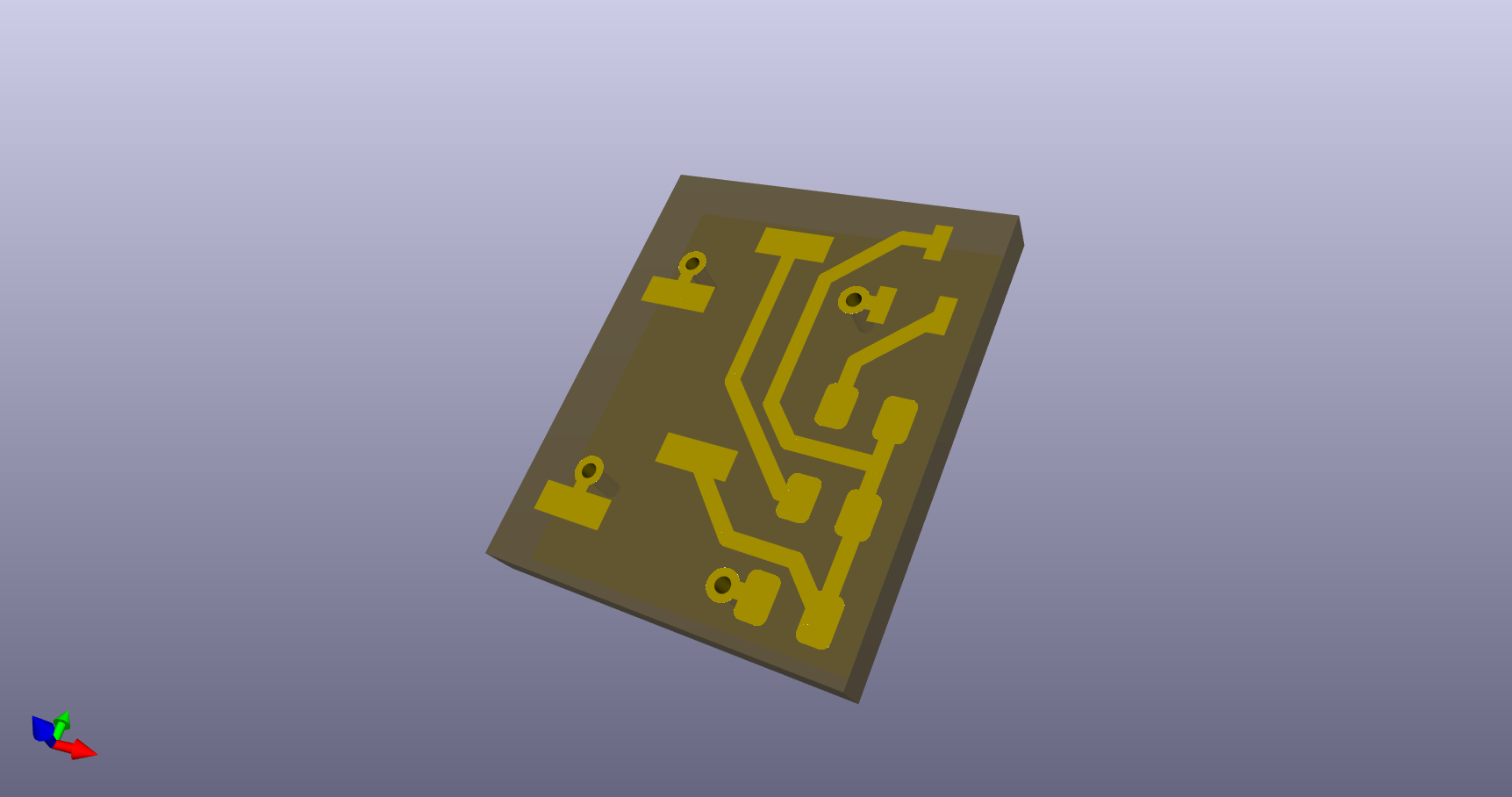 The PCB render in KiCad